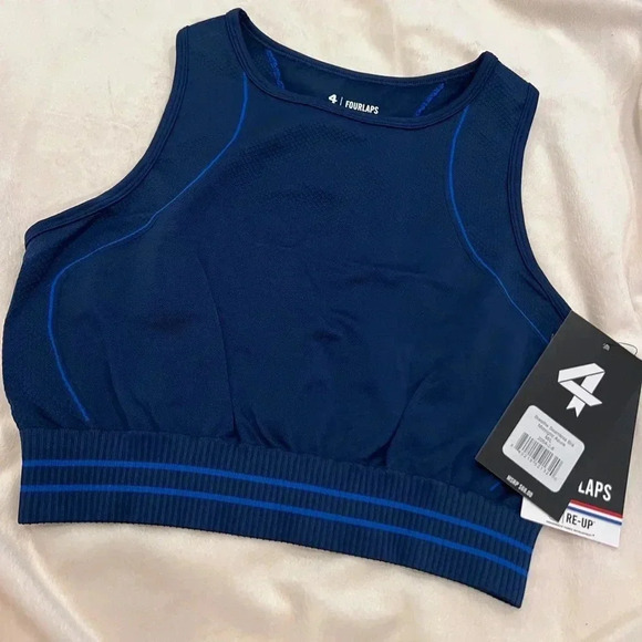 FourLaps Breathe Seamless Bra Size M/L - Midnight/Azure NWT - Picture 1 of 3